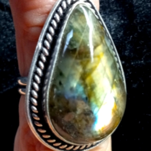 33 NWT Labradorite gemstone crystal 925 silver ring size 8 free shipping sale - Picture 3 of 4